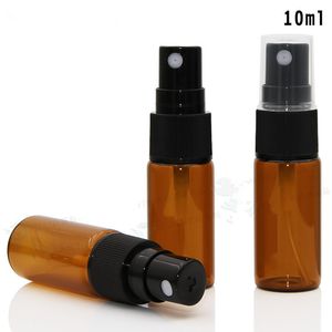 5 ml 10 ml Botella de vidrio ámbar Atomizador de viaje Botellas de perfume en aerosol Cuidado de la piel Envase cosmético de agua 100 unids / lote