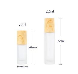 5 ml 10 ml Frosted Glass Roller Bottle Bamboo Wood Like Printing Essential Oil Sample Parfum Roll on Bottle Fragrance Fials