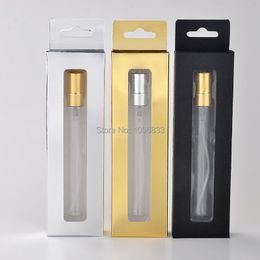 5 ML 10 ML Verre Parfum Atomiseur Parfum Vaporisateur avec Boîte D'emballage, Cosmétiques Échantillon Flacon Rechargeable 50 pcs/Lot
