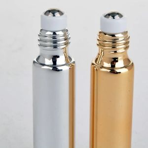 5 ml 10 ml métal Simple rouleau bouteille de parfum or argent noir couleur huiles essentielles crème pour les yeux bouteille en verre à bille