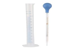 5 ml 10 ml Pièce en verre en verre de tête en caoutchouc et 100 ml Pipette de verre de kit de cylindre avec ligne d'échelle de chimie Tropper 8791734