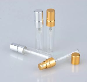 5 ml 10 ml transparant glazen spray fles lege duidelijke hervulbare parfum verstuiver met gouden zilver cap draagbare monster glas flesjes