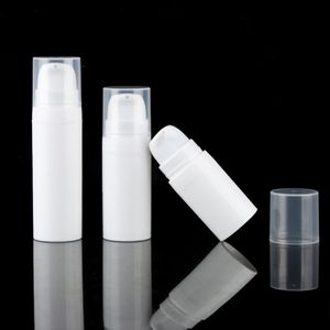 5 ml 10 ml de pompe de lotion de bouteille sans air blanche mini échantillon et de test de bouteilles d'aspirateur emballage cosmétique