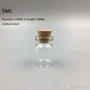 5 ml 22x30x12mm Kleine Mini Clear Glass Flessen Kruiken met Cork Stoppers / Bericht Bruiloften Wens Sieraden Party Gunsten