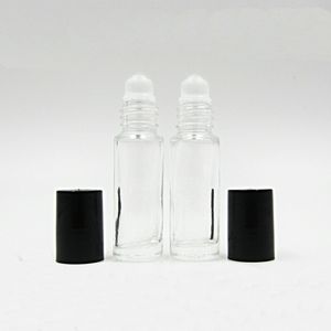 5ML 5G Effacer Roll On Bouteille Huile Essentielle Avec Bille En Verre Bouchon Noir Parfum Parfum Roll-on Bouteille