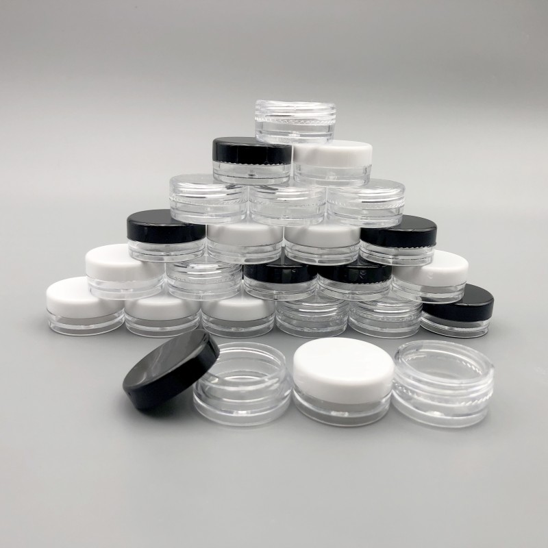 3 gram plastik pot kavanozları şişe 3ml Kozmetik makyaj kremi için kapaklı küçük kaplar göz farı çivi toz takı mumu
