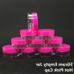 5ML 5Gram Cosmétique Clair Vide Crème Pour Le Visage Pot Rose Chaud Cap Échantillon Pot Transparent Acrylique Maquillage Fard À Paupières Baume À Lèvres Conteneur Bouteille Voyage Hcir