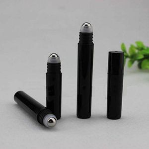 5ml 8ml 10ml 12ml Botella de plástico esmerilado negro para aceites esenciales Botella de perfume recargable Contenedores de desodorante F1507 Kxwdr