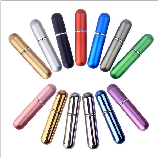 Mini flacon de parfum en aluminium, 5ml, brillant/mat, 16 couleurs, rechargeable, vide, récipient cosmétique, atomiseur