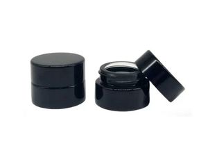 5 ml noir protection UV bocal en verre trempé bouteille de qualité alimentaire pas de bâton pas de fuite pour cire Dab extraits concentré conteneur crème pots cosmétiques