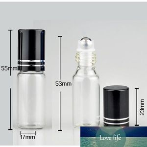 5 ml Duidelijke essentiële olie rol op fles 5cc glazen roller fles met roestvrij stalen roller bal aluminium cap geur parfum 5 kleuren