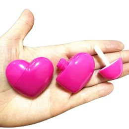 5ML Claro En Forma de Corazón Mini Brillo de Labios Botella Recargable Rojo Envase Cosmético Portátil Envase de Muestra Rosa Lindo Elegante Plástico Vacío Tubo de Brillo de Labios
