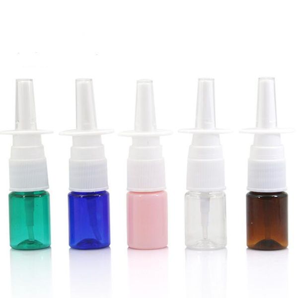 Botella plástica de la niebla del espray nasal fino vacío del ANIMAL DOMÉSTICO colorido 5ml, botella cosmética del espray de la nariz al por mayor