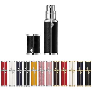 5 ml lege verstuiver spuiten etherische olie parfum fles groothandel met luxe lederen tas glazen binnenste draagbare navulbare cosmetische containers voor reizen