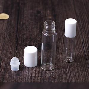 5ml lege navulbare glazen rol op flessen met witte dop perfect voor aromatherapie parfums etherische oliën lipgloss en meer