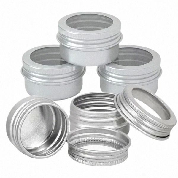 5 ml vide Sier aluminium Tin Box bougie pot avec couvercle fenêtre voyage soins de la peau Nail Art boîte de rangement Pakaging baume à lèvres Ctainer O5RO #