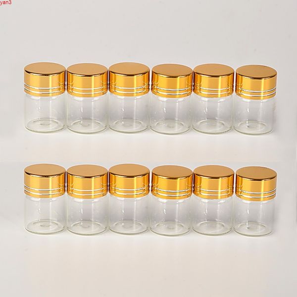Botellas de vidrio de 5 ml Tapa de aluminio Tapa dorada Vacío Transparente Líquido transparente Contenedor de regalo Frascos de deseos 50 piezas Cantidad alta