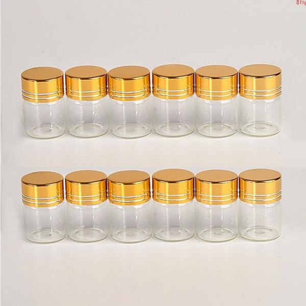 5 ml Botellas de vidrio Tapa de aluminio Tapa dorada Vacío Transparente Líquido Claro Contenedor de regalo Deseando Frascos 50 piezas Good Qty Hfcof