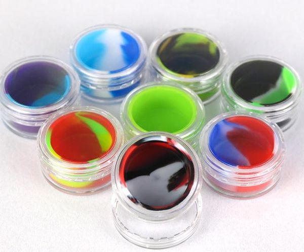 5 ml de haute qualité originale ronde en plastique profond cire personnalisée BHO huile Dab Shatter 5 ml contenant doublé de silicone pots en silicone Dab Wax