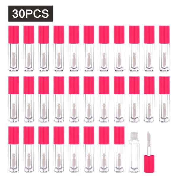 Tubes de brillant à lèvres en bouteille épaisse rose chaud de 5 ml clair tubes de rouge à lèvres mat rechargeables en gros avec grande baguette baume à lèvres emballage cosmétique marque privée