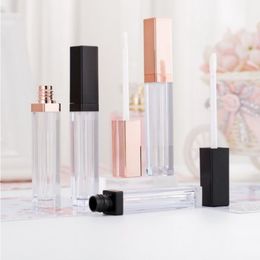 5ML Lèvres Gloss Conteneurs Bouteille Vide Carré LipGloss Tube Maquillage Lèvre Huile Conteneur Tubes En Plastique Noir Rose Or Ekdpm