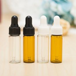 5ML Mini verre ambré huile essentielle compte-gouttes bouteilles rechargeables vide compte-gouttes parfum cosmétique lotion liquide échantillon conteneur de stockage Kguq