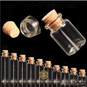 5 ml Mini clair bouchon de liège bouteilles en verre conteneurs petite bouteille bouteille en verre clair souhaitant petite bouteille de mariage bocal en verre pas cher S020C