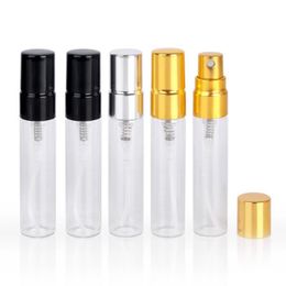 Mini botellas de perfume en aerosol de vidrio de 5 ml con tapa de plata de oro negro Viales de perfume vacíos portátiles de viaje Drdol