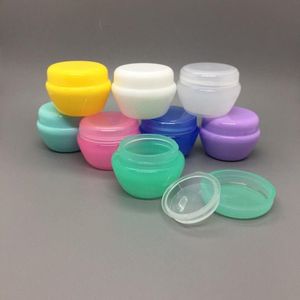 Boîte en forme de champignon PP 5ML, bouteille vide cosmétique, caisse d'emballage, couleur bonbon, pot d'échantillon de crème pour le visage avec doublure transparente Reuiu