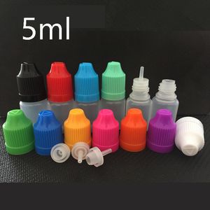 Bouteille d'huile à aiguille vide PE de 5ml, flacon compte-gouttes en plastique pour jus et liquide, LDPE avec capuchon à l'épreuve des enfants