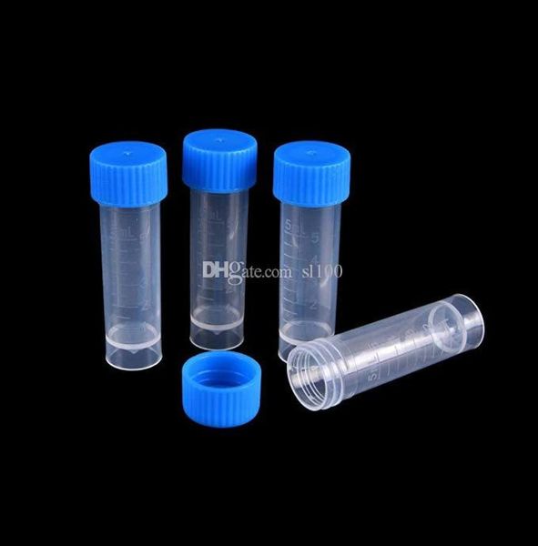 Tubes à essai en plastique de 5ml, bouchons à vis bleus, petites bouteilles, flacons de stockage, conteneur pour Lab8047802