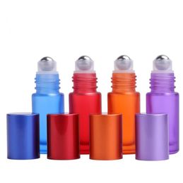 5 ml draagbare matte kleurrijke etherische olieparfum dikke glazen rolflessen reizen opnieuw vulbare rolfles voor vrouwen SN4912