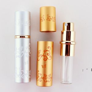 5ml Bouteilles d'atomiseur de parfum en aluminium rechargeables Portable Liquid Container Cosmetics Mini Silver Gold Spray Alcochol Bouteille vide RRE11777