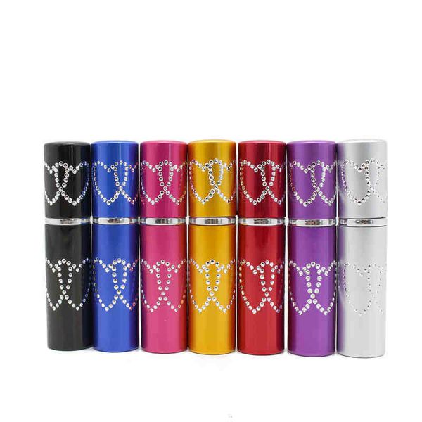 5ml Botellas de atomizador de perfume de aluminio recargables Contenedor de líquido portátil Cosméticos Mini Doble Corazón Aerosol Alcochol Botella vacía Travelingv Yythe