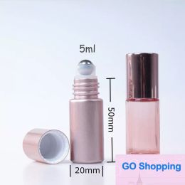 Rotolo da 5 ml su bottiglia di profumo in vetro con rullo in metallo contenitore per profumo di olio essenziale 10 ml presa di fabbrica in oro rosa