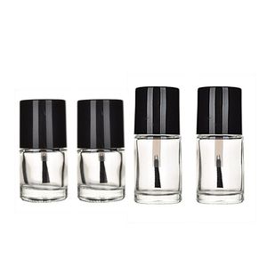 10 15 ml Ronde Lege Nagellak Fles Helder Glas Nagellak Container Voor Nail Art Met Borstel Zwarte Dop