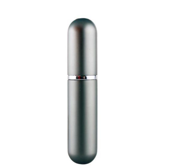 Bouteille de parfum haut de gamme en aluminium anodisé à tête ronde de 5 ml, mini flacon pulvérisateur portable en verre à sous-fond en aluminium, bouteille vide