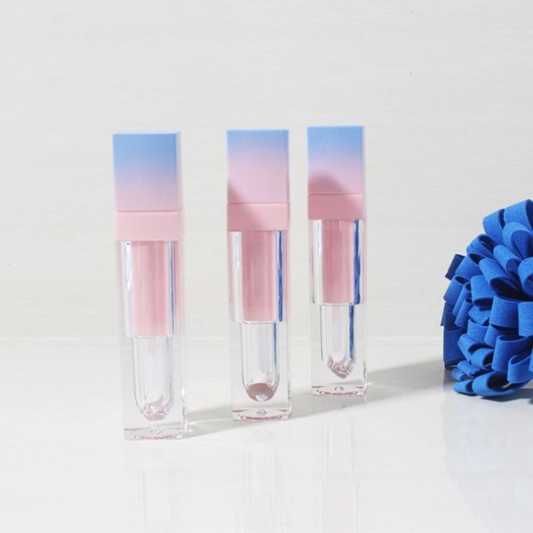 5ML Botella de tubo de brillo de labios vacío cuadrado Gradiente Rosa Azul Plástico Lápiz labial Líquido Cosmético Envases 5g