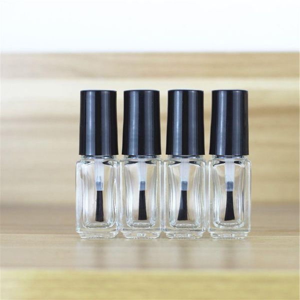 Botella de vidrio cuadrada de 5ml con cepillo, herramienta de maquillaje transparente vacía, contenedores de esmalte de uñas, botella de pegamento de vidrio transparente para muestra de Mruga