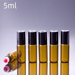 5 ml transparent boule bouteille ambre massage des yeux rouleau boule bouteille vide coloré boule de verre bouteilles en gros