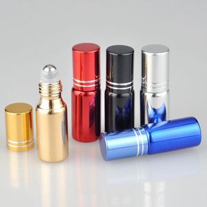 5 ml UV-gecoate etherische olie roll-on fles roestvrijstalen rolbal aluminium deksels geurparfum Qbrga