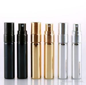 200pcs 5ml UV Gold Silver Black Perfume Atomizer Empty Travel Bottle Parfum Women Pocket Spray Refillable Glass Bottles