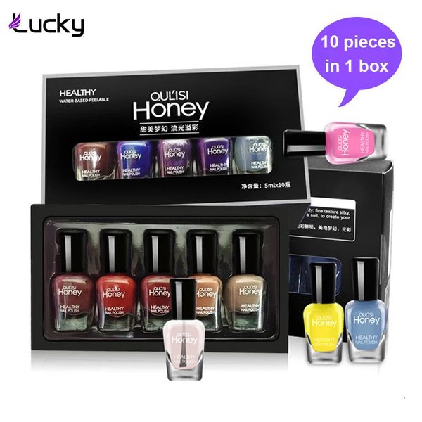 5ml10 bouteilles ensemble vernis à ongles séchage rapide pelable et déchirable à base d'eau vernis à ongles débutant pas besoin de lampe LED longue durée 240105