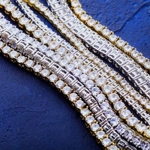 5mm 16-30 pouces véritable plaque d'or Bling cubique zircone chaîne de tennis collier ras du cou diamant longs colliers Bijoux Hiphop Bijoux pour hommes femmes