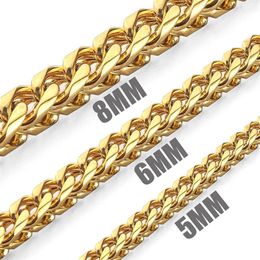 5 mm 6 mm 8 mm oro acero inoxidable Franco Box Curb Chain Link para hombres mujeres collar punk 18-30 pulgadas con terciopelo bag306i2833