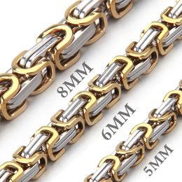 5mm / 6mm / 8mm zilver goud roestvrij staal Byzantijnse doos ketting link voor mannen vrouwen punk ketting 18