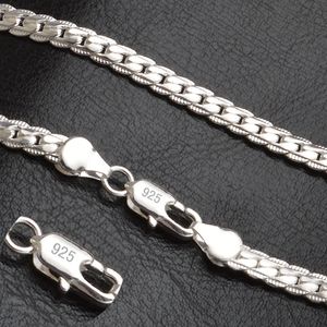 5MM 925 Sterling Zilveren Kettingen Vrouwen Volledige Zijwaarts Zilveren Choker Kettingen Voor Mannen Mode-sieraden Accessoires Cadeau