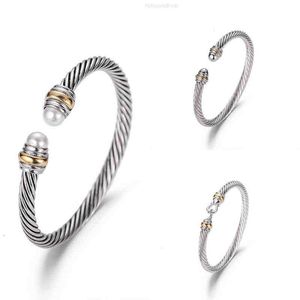 5MM Bracelet Bracelet Dy Luxe Designer Twisted Pearl Head Femmes Mode Polyvalent Twist Bracelets Bijoux Platine Plaqué Cadeaux De Mariage DY bijoux de haute qualité