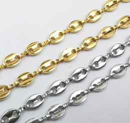 5mm kies 8-28 inch roestvrij staal koffiebonen link ketting ketting voor mannen vrouwen jongens mode geschenken zilver / goud