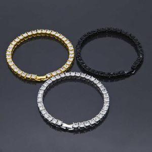 Pulseras de tenis de circonia cúbica de 5mm, cadena helada, pulsera cubana de hielo para boda para hombres y mujeres, pulsera negra dorada y plateada